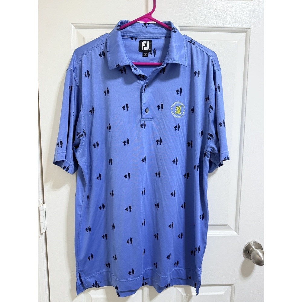 FootJoy Polo Shirt Mens Medium‎ White 122nd U.S. Open Country Club Golf Graphic